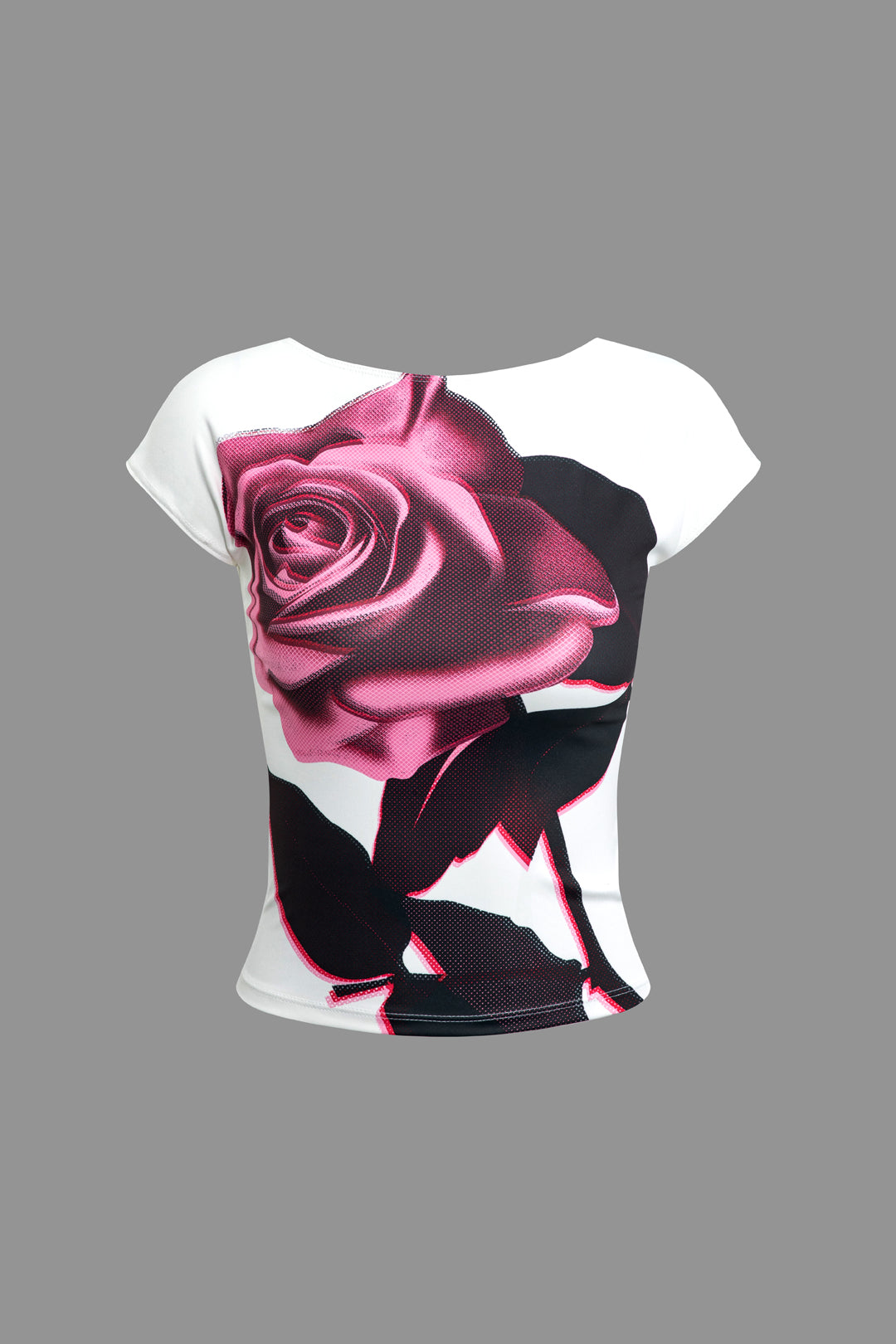 Rose Print Backless T-shirt