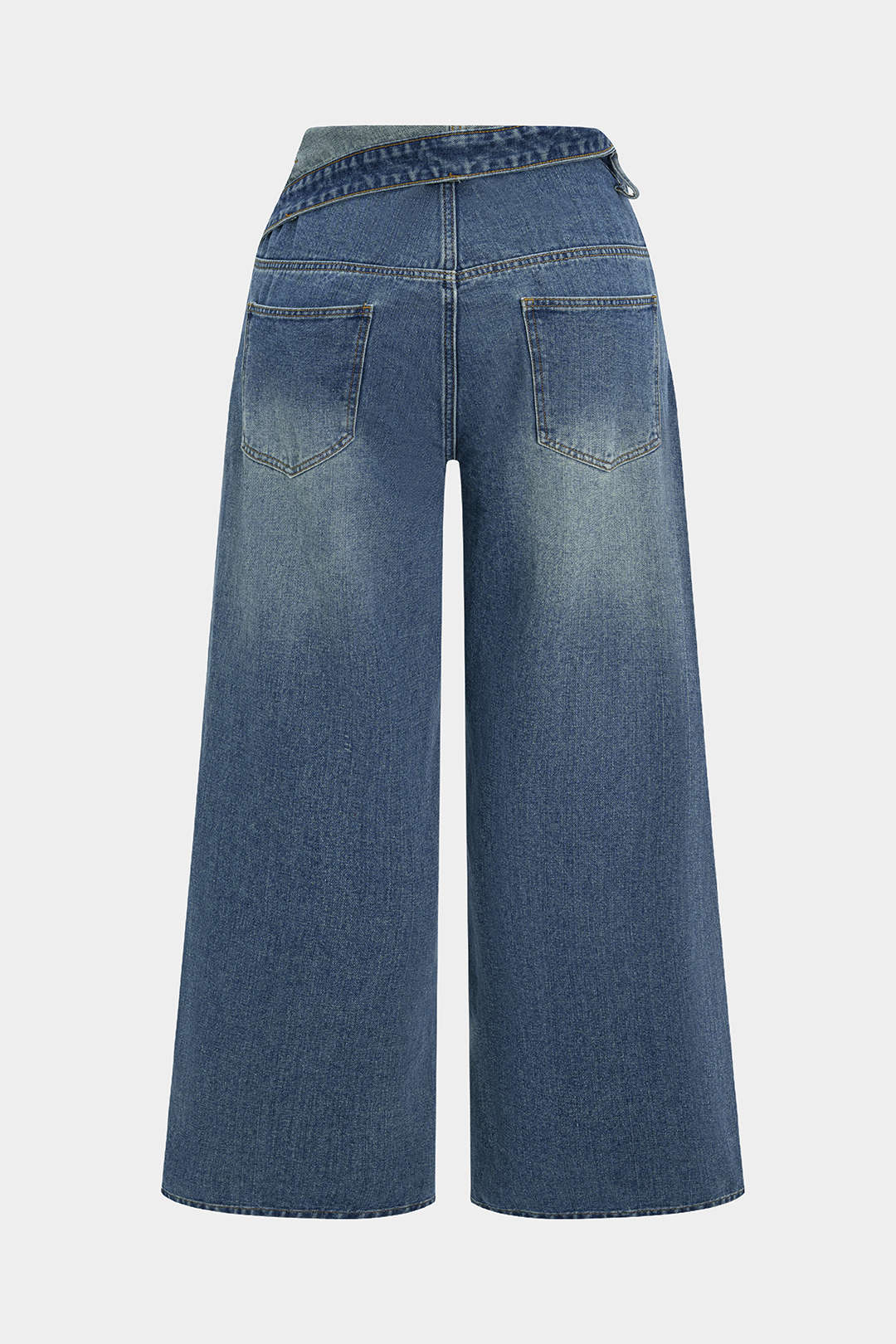Plus Size Denim Asymmetrical High Waist Jeans