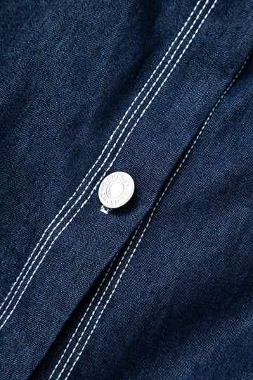 Denim Topstitching Chest Pocket Shirt And Mini Skirt Set