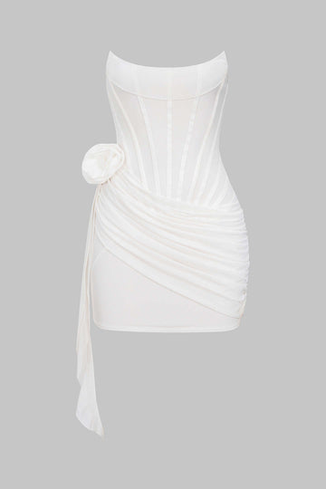 Mini robe de corset à volants floraux 3d