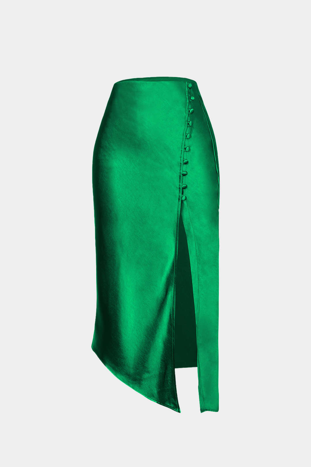 Asymmetric Hem Slit Button Deco Skirt