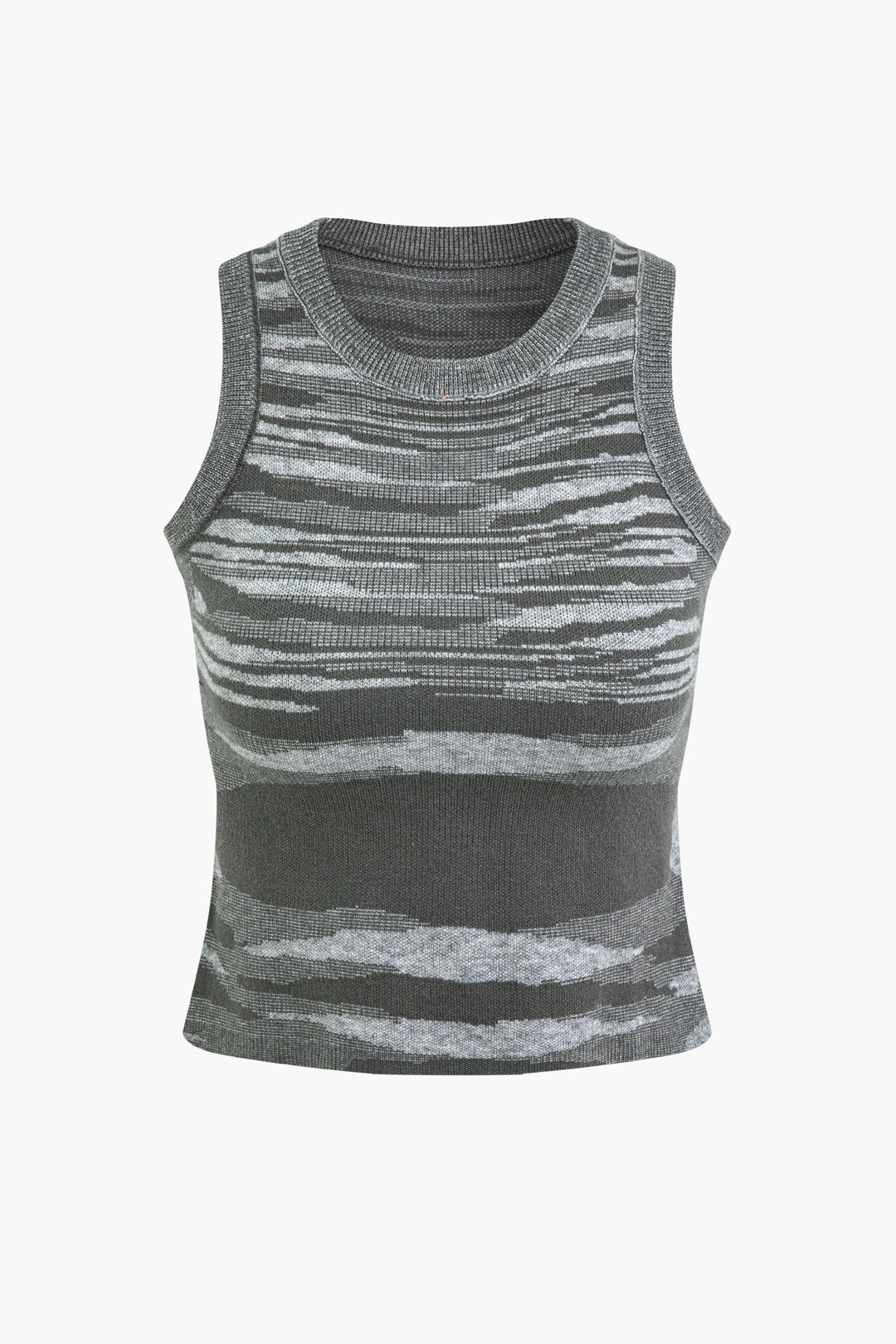 Abstract Striped Knit Sleeveless Tank Top