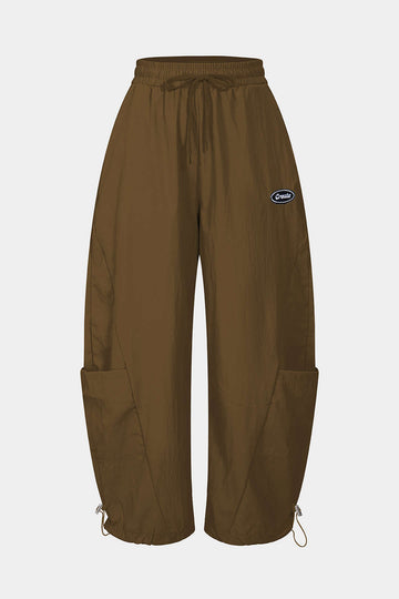 Drawstring Wide Leg Pocket Barrel Trousers