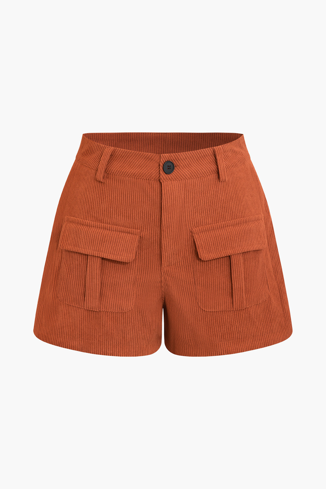 Solid Corduroy Flap Pocket Shorts