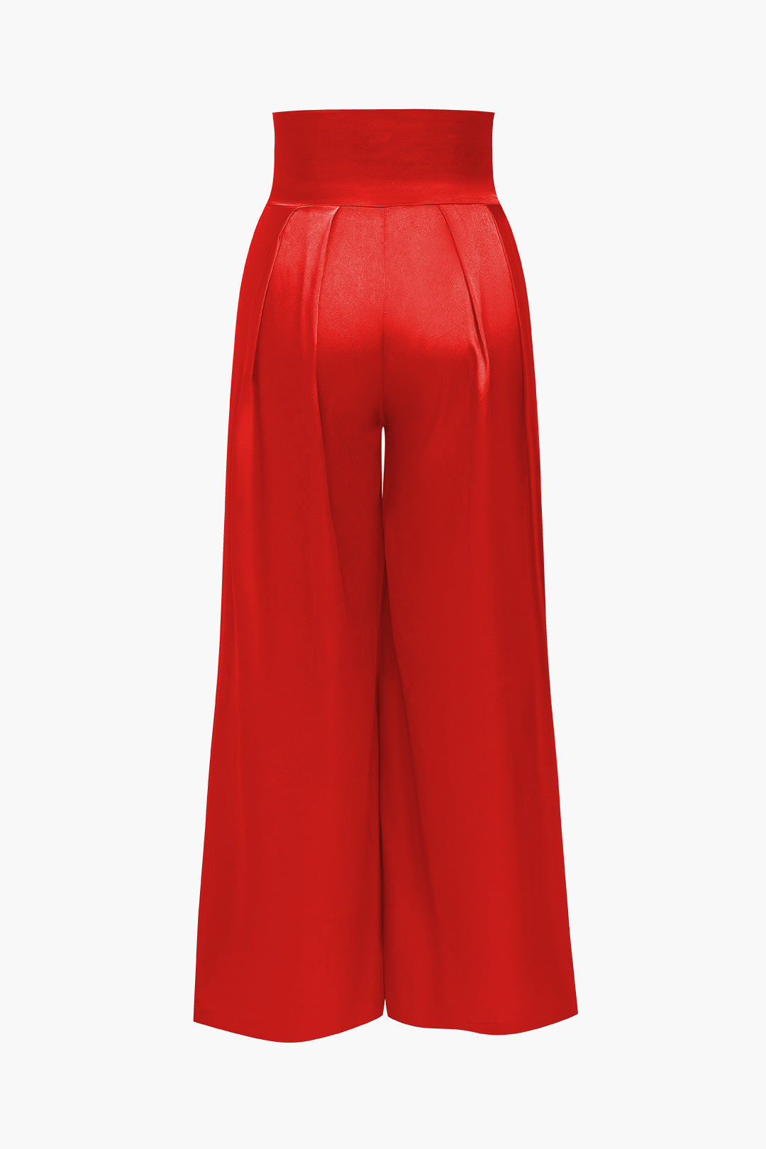 Solid Crossed Backless Top And Wide Leg Trousers Set