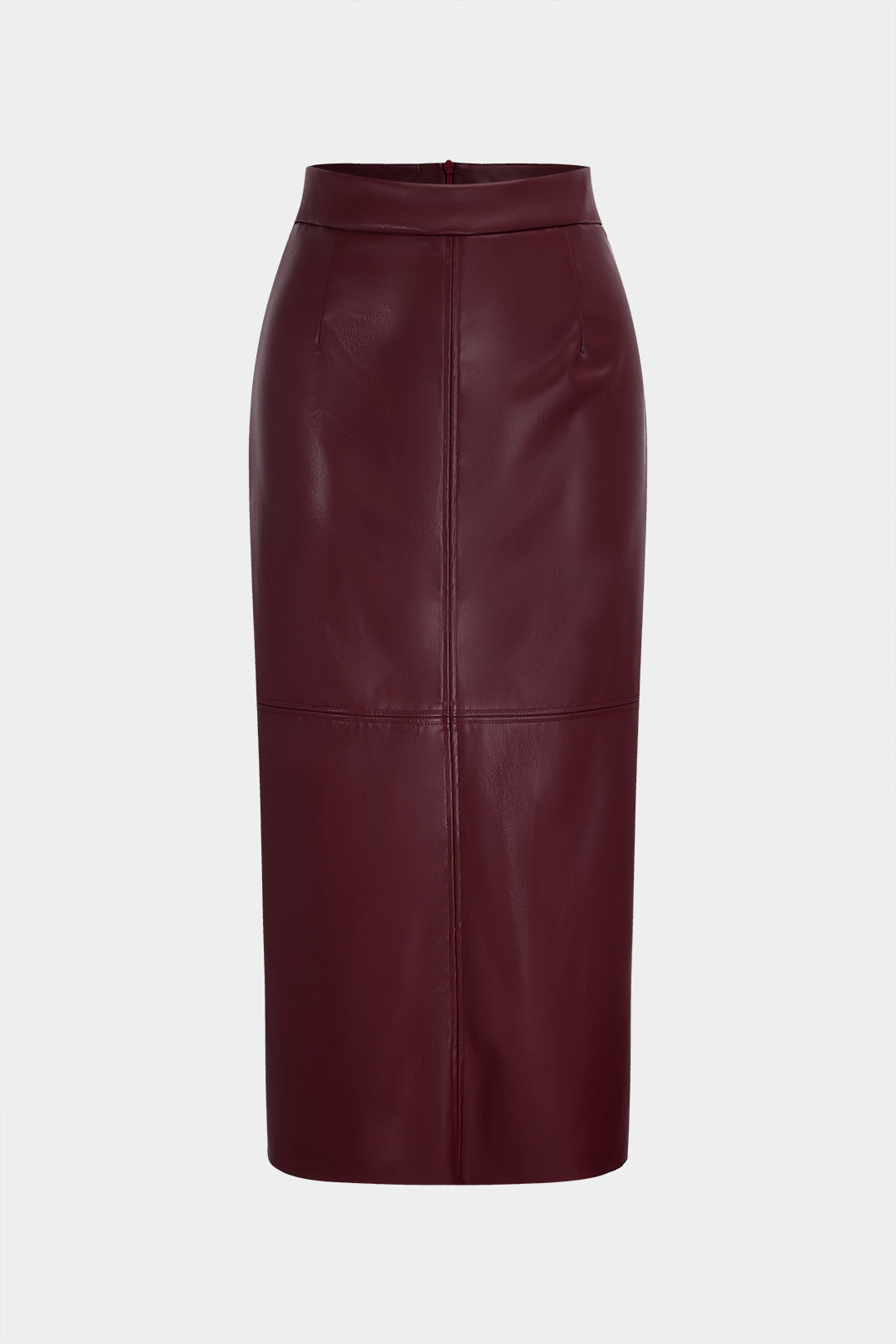 Faux Leather High Waist Split Skirt