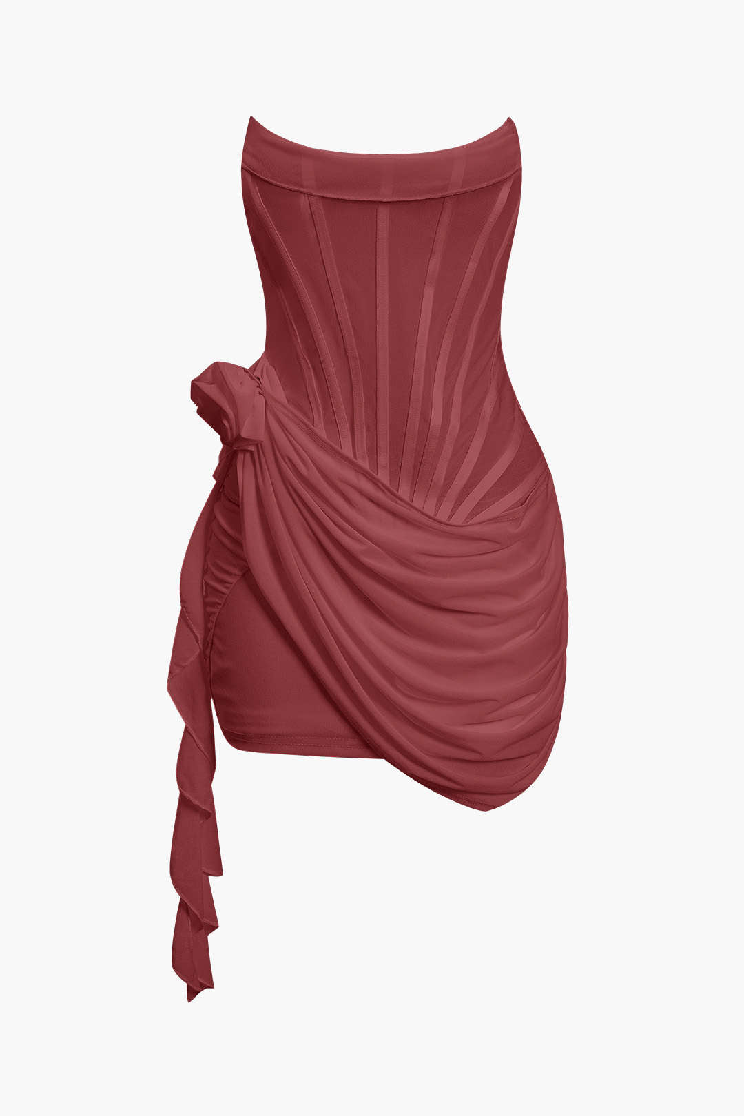 3D Floral Ruffle Corset Mini Dress Micas 3D Floral Ruffle Corset Mini Dress Micas