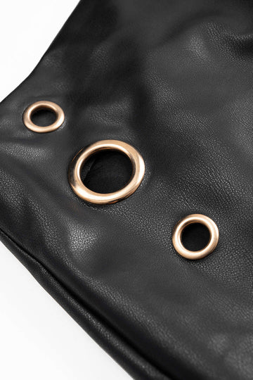 Faux Leather Eyelet Skirt