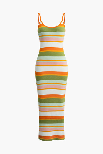 Stripe Slip Knit Maxi Dress