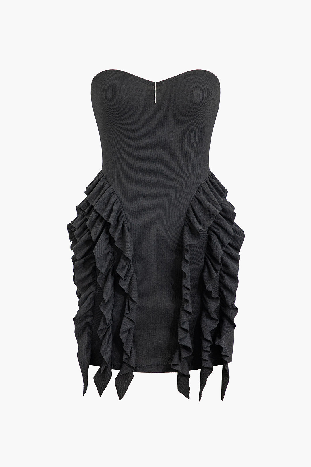 Solid Strapless Ruffle Mini Dress