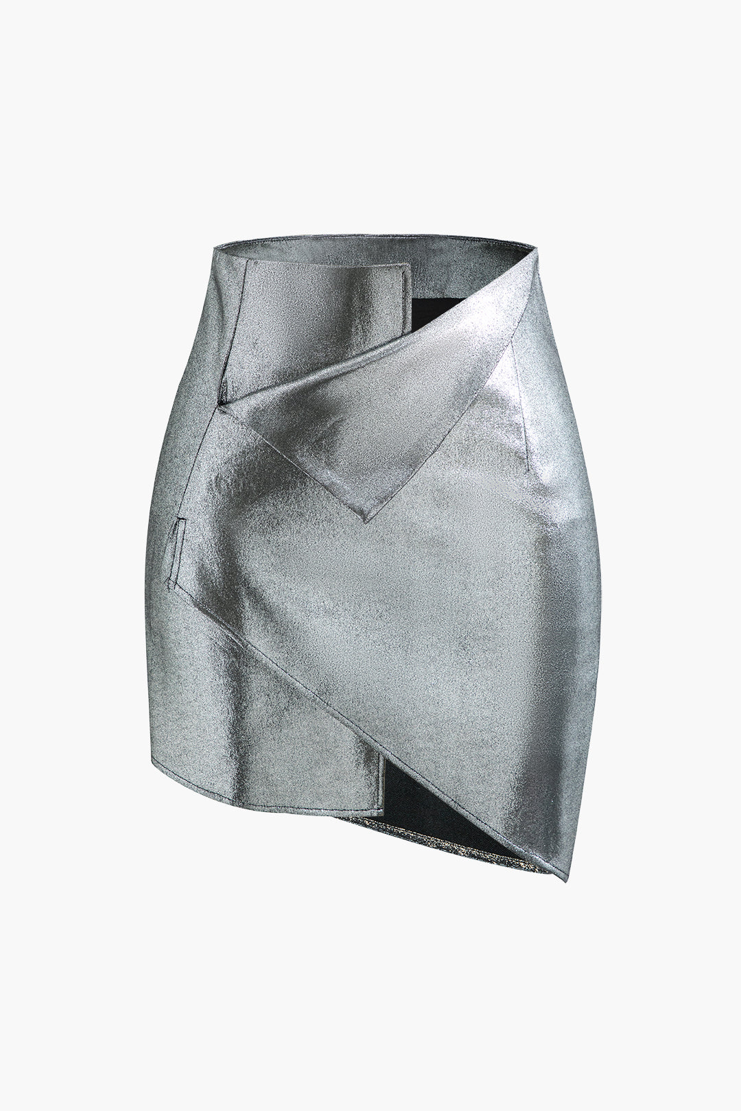 Glitter Metallic Asymmetrical Mini Skirt