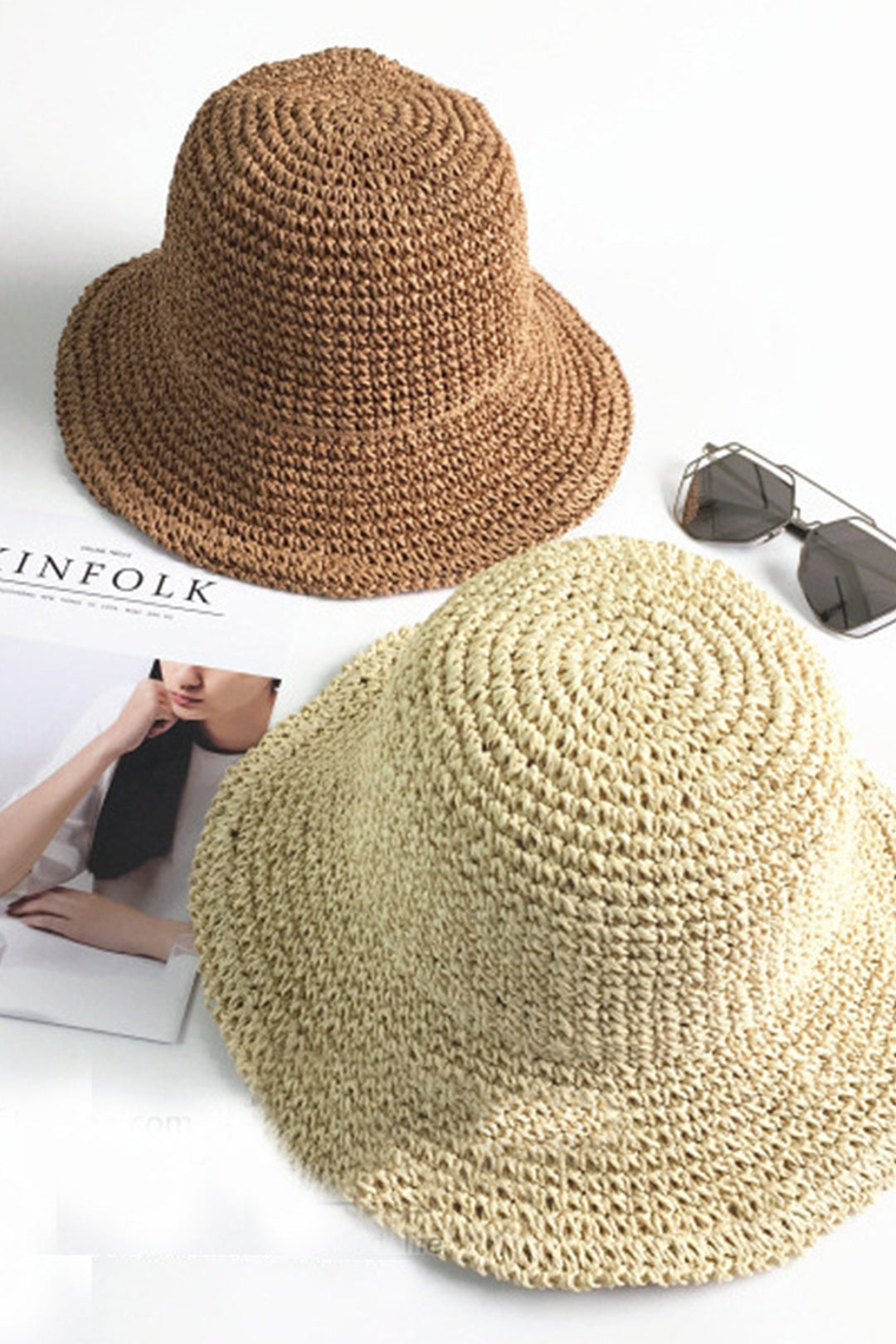 Hand-Crocheted Straw Hollow Out Foldable Beach Hat