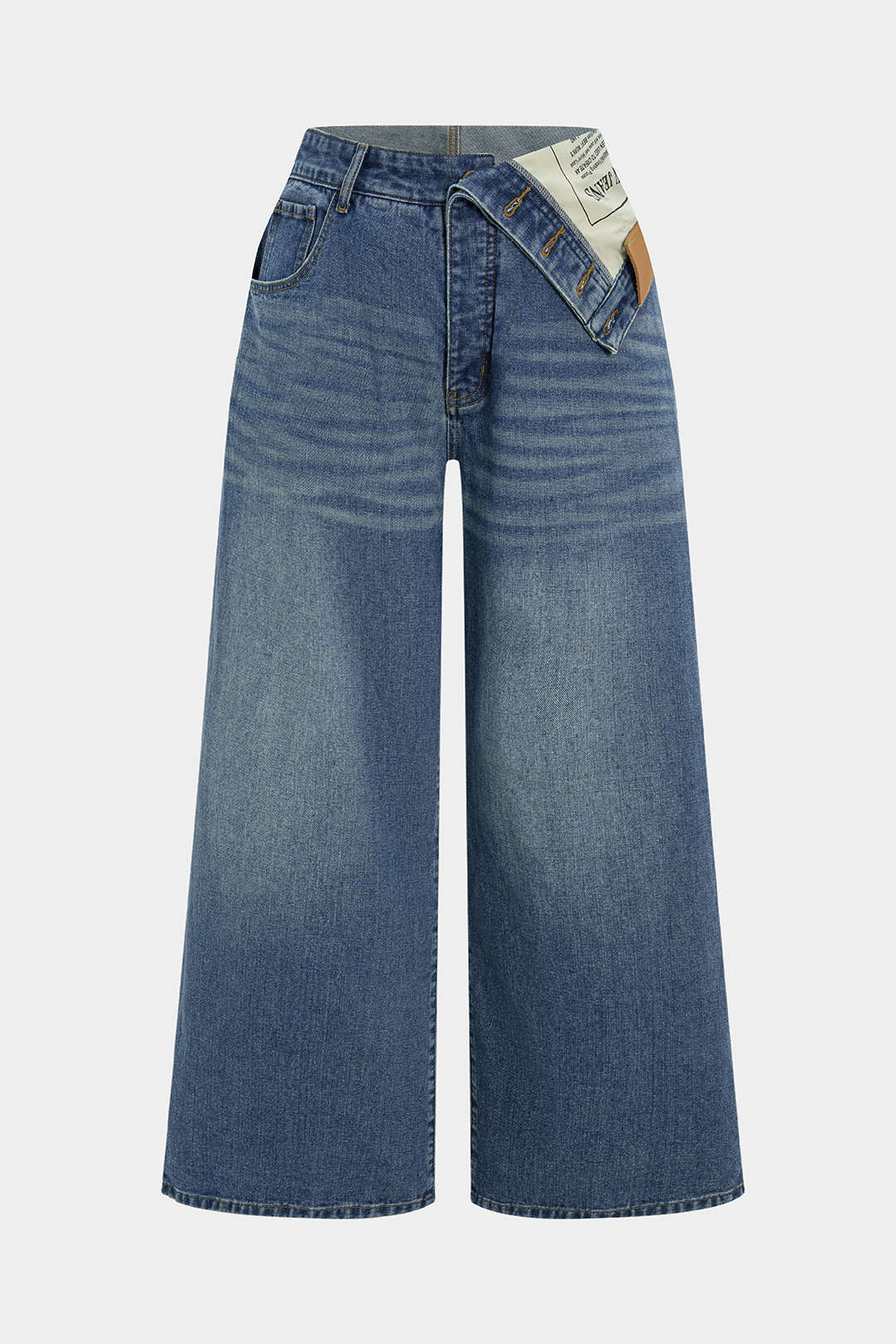 Plus Size Denim Asymmetrical High Waist Jeans