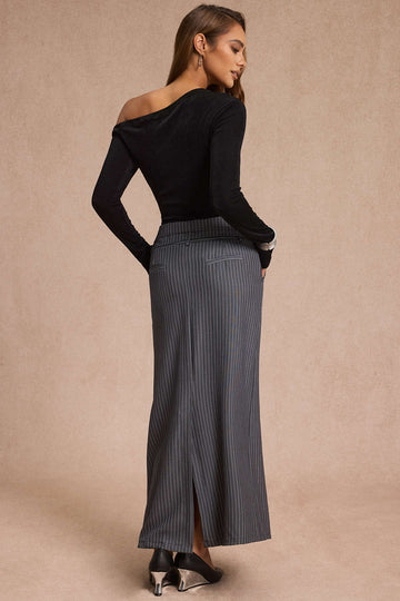 Stripes Print Split Skirt