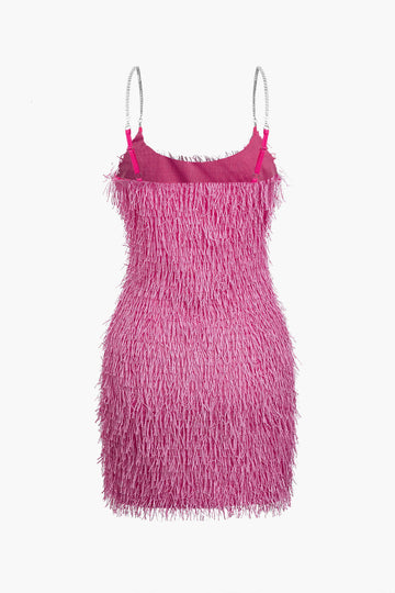 Fringe Texture Chain Slip Mini Dress