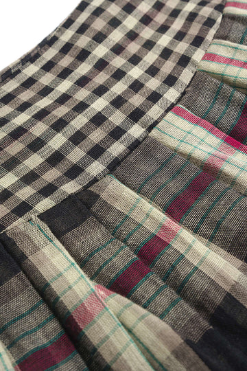 Plaid Print Button Long-Sleeve Shirt And Mini Skirt Set