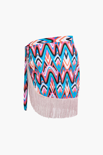 Abstract Printed Fringe Cover Up