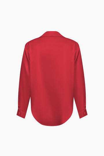 Basic Solid Satin Long-Sleeve Shirts