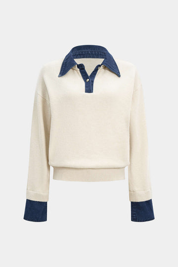 Sweater Patchwork Long-Sleeve Top