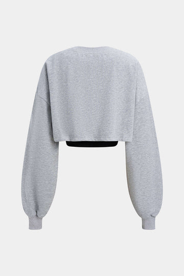 Contrast Asymmetrical Long Sleeve Sweatshirt