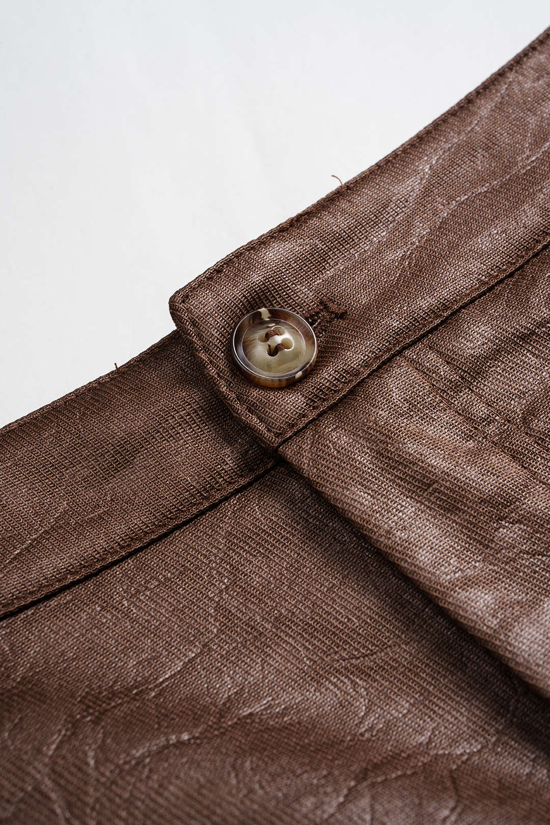 Plus Size Faux Leather Linen Patchwork Ruched Trousers