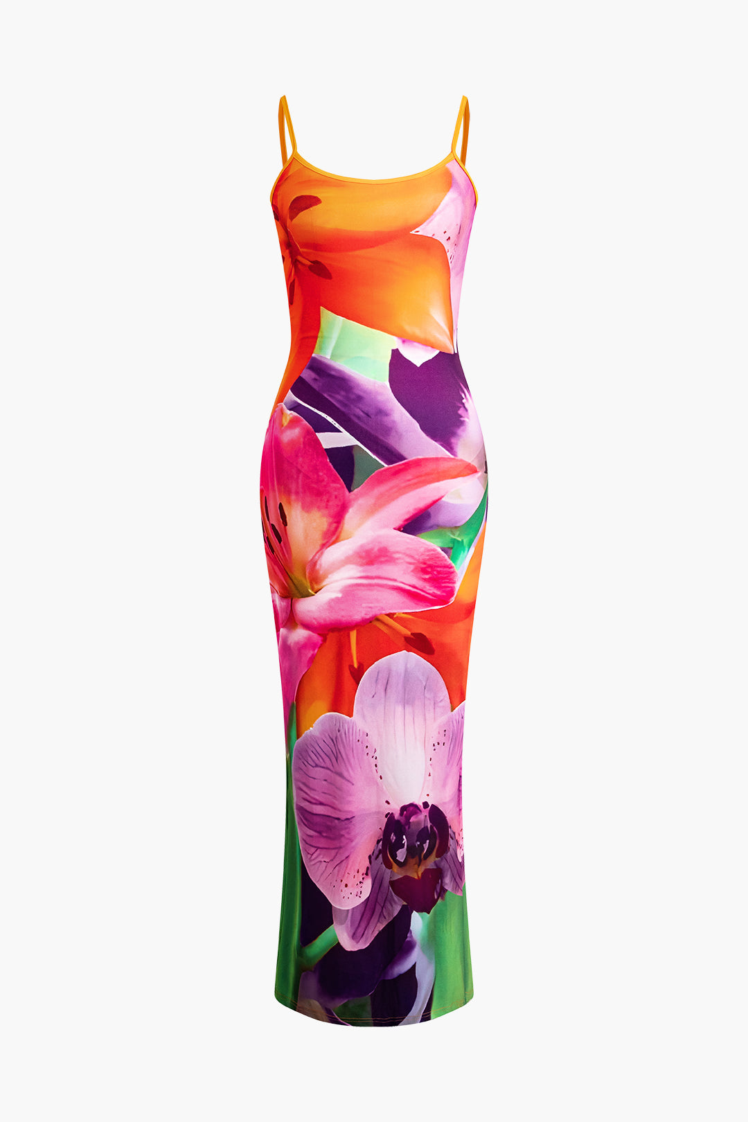 Floral Print Slit Slip Maxi Dress