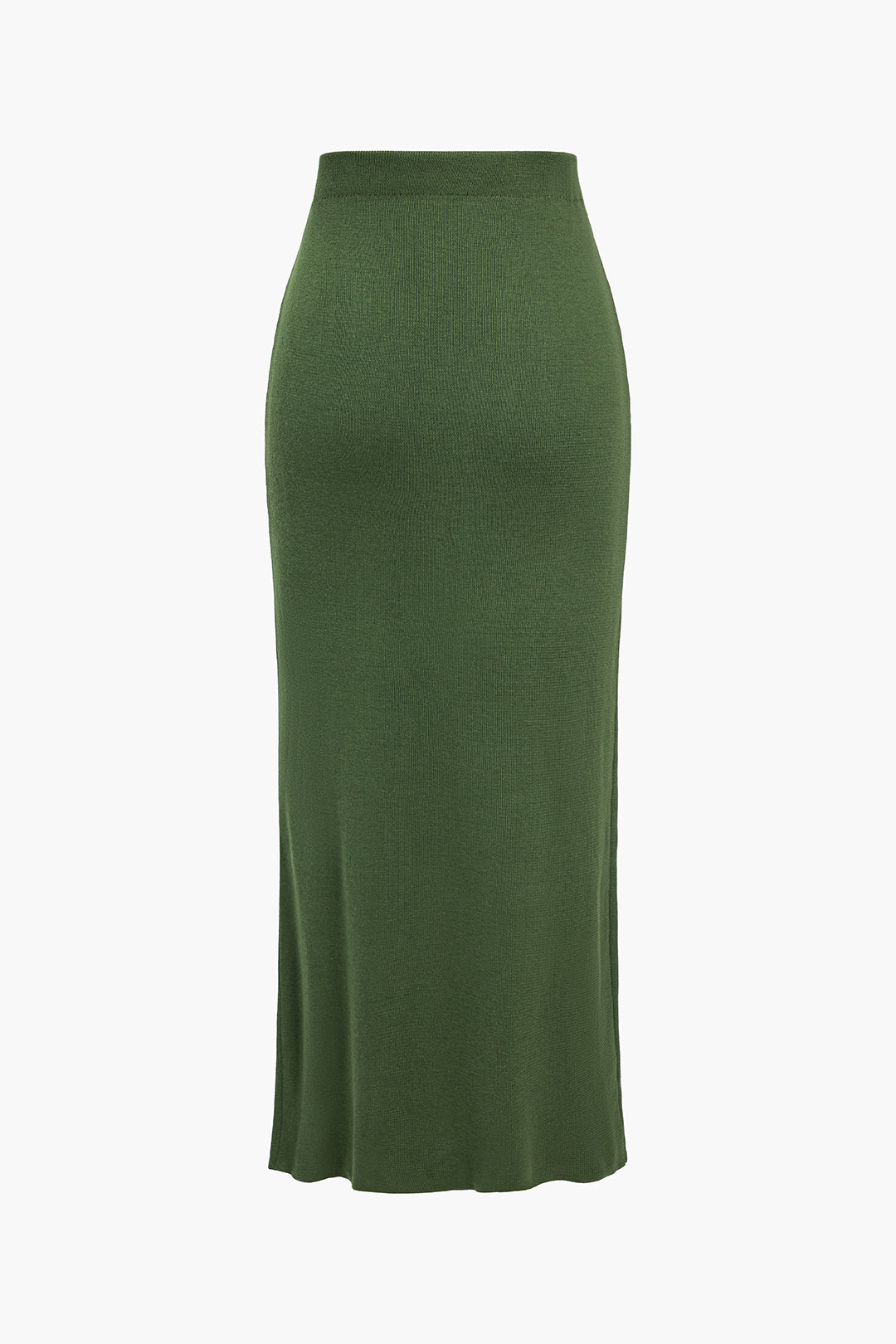 Solid Knit Slit Midi Skirt