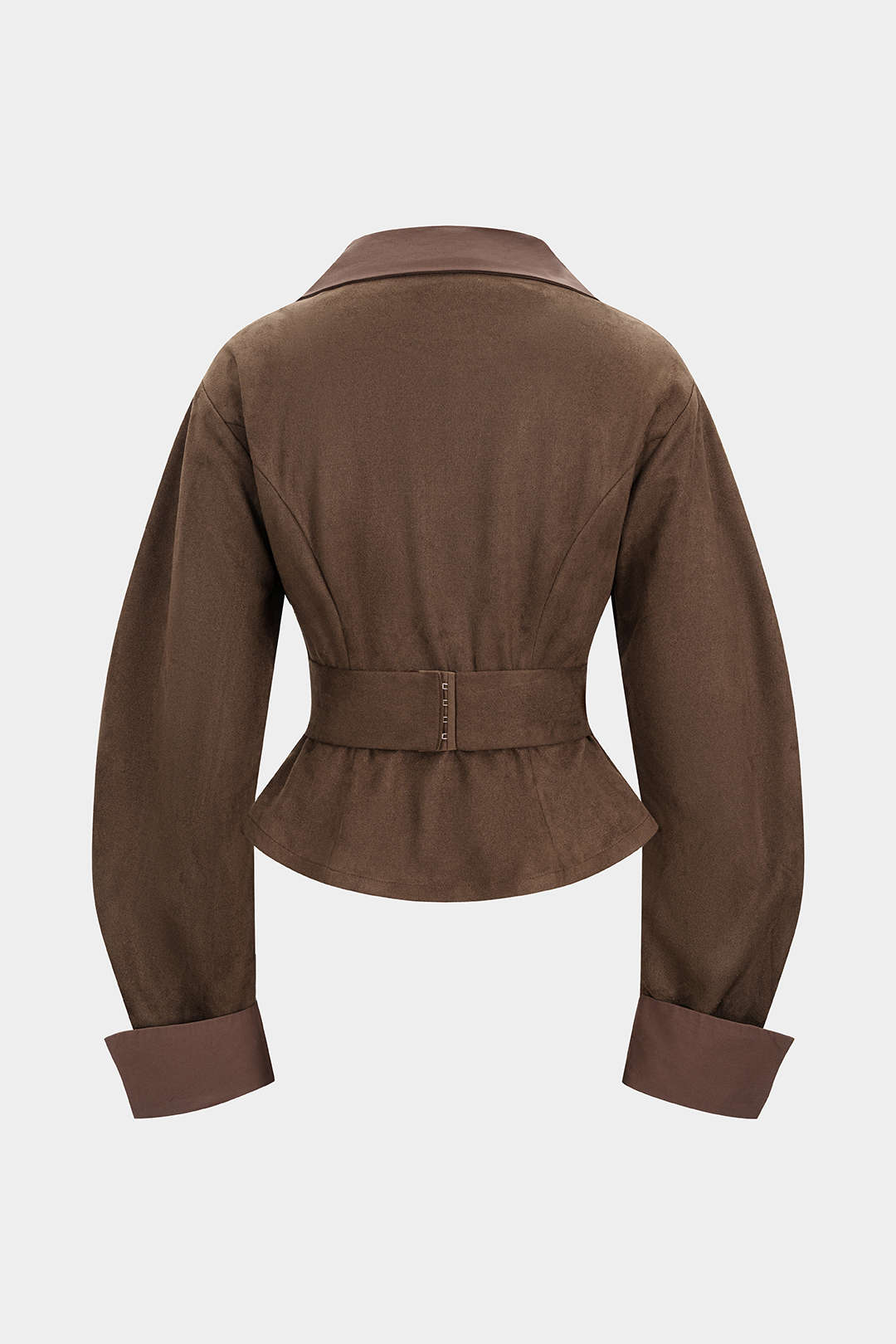 Suede Patchwork Notched Lapel Button Jacket