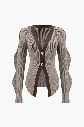 Cardigan con bottoni in maglia tinta unita