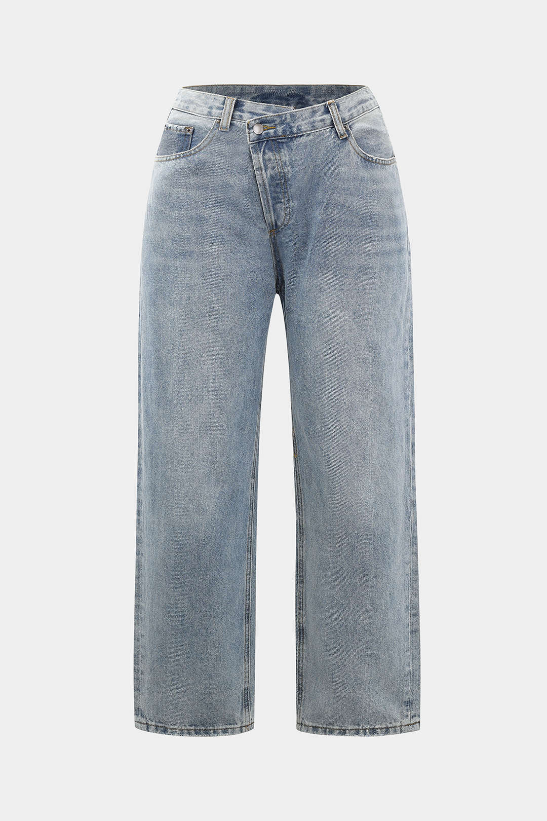 Plus Size Denim Zipper Detail High Waist Straight Leg Jeans