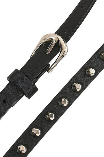 Leather Belt with Silver Stud Detail