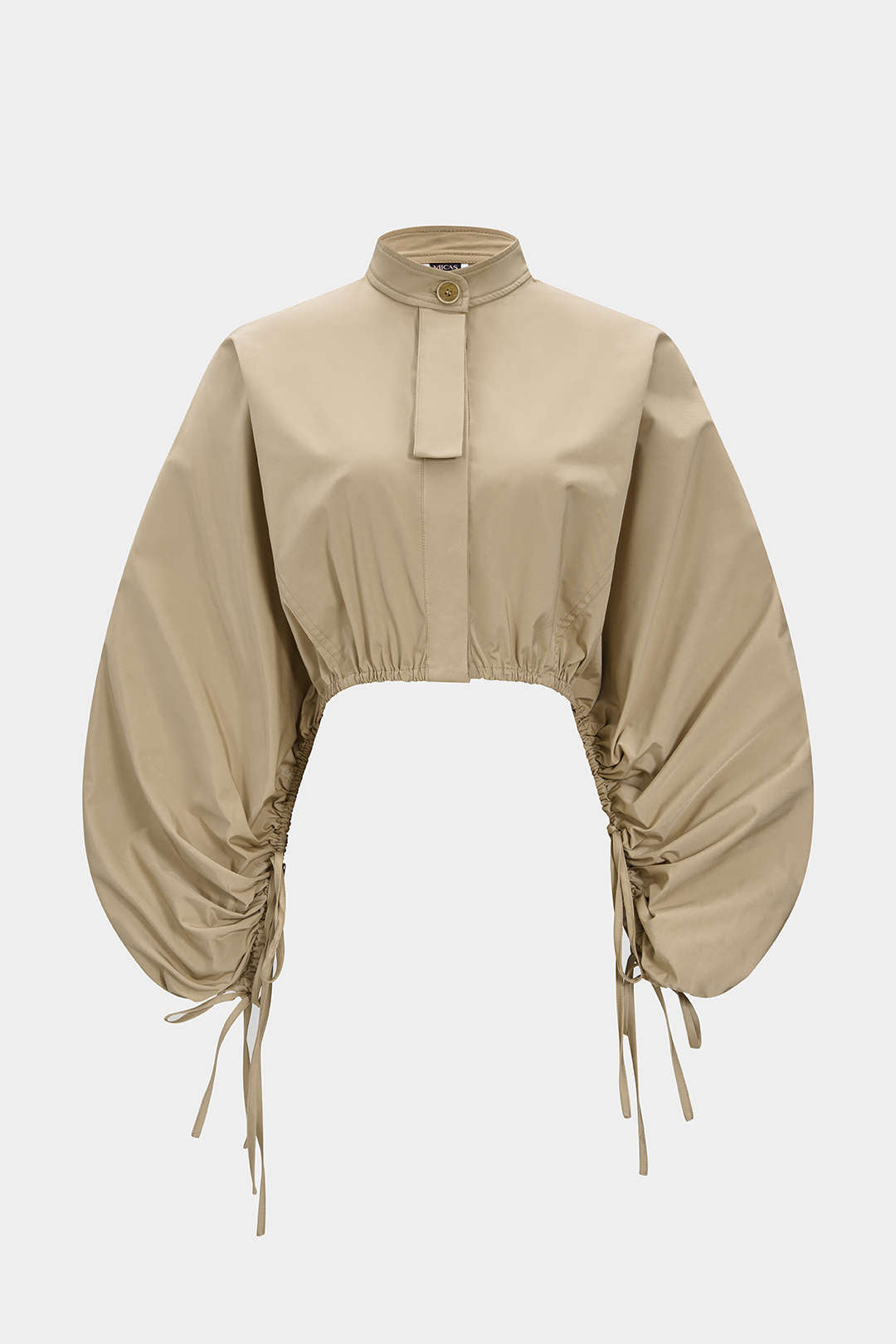 Tie-Up Ruched Long-Sleeve Jacket