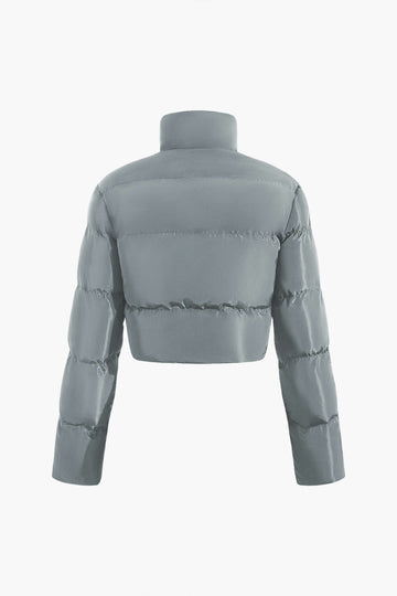 Stand Collar Cut Out Puffer Jacket