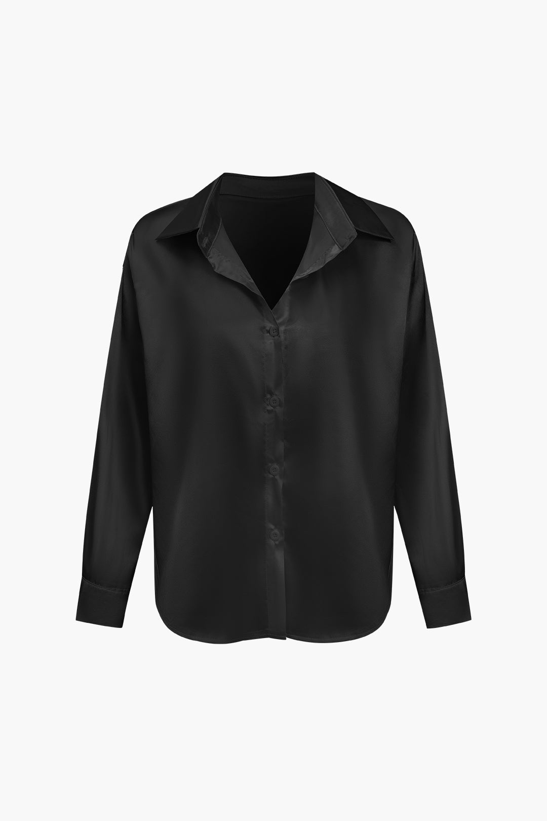 Basic Solid Satin Long-Sleeve Shirts