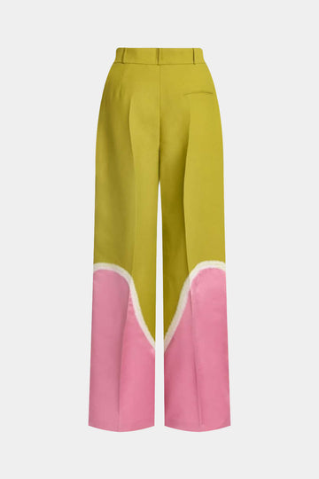 Contrast Pleated Wide Leg Trousers