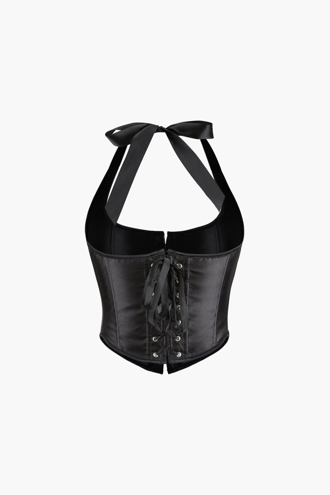Hook And Eye Lace-up Corset Halter Top
