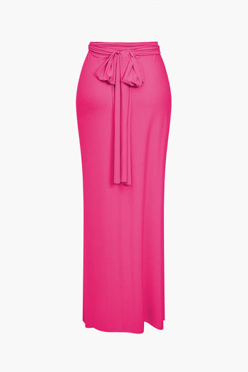 Solid Reversible Asymmetrical Tie-Up Maxi Dress