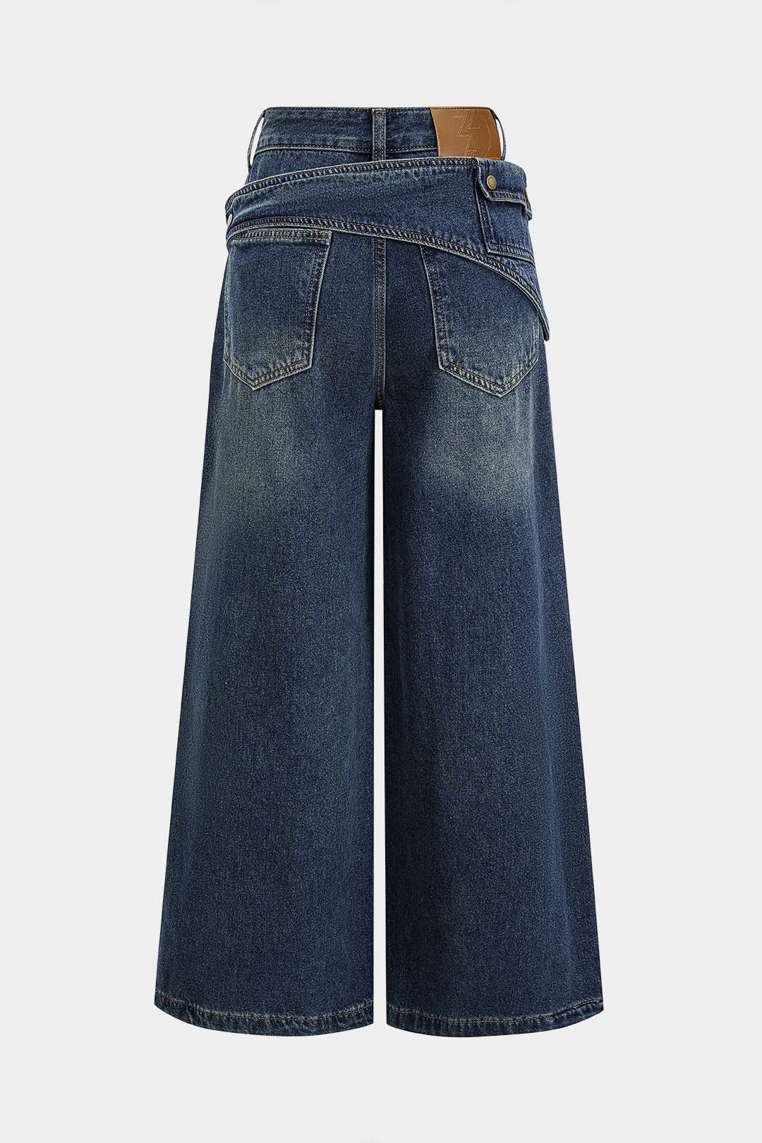 Denim Asymmetrical Wide Leg Jeans