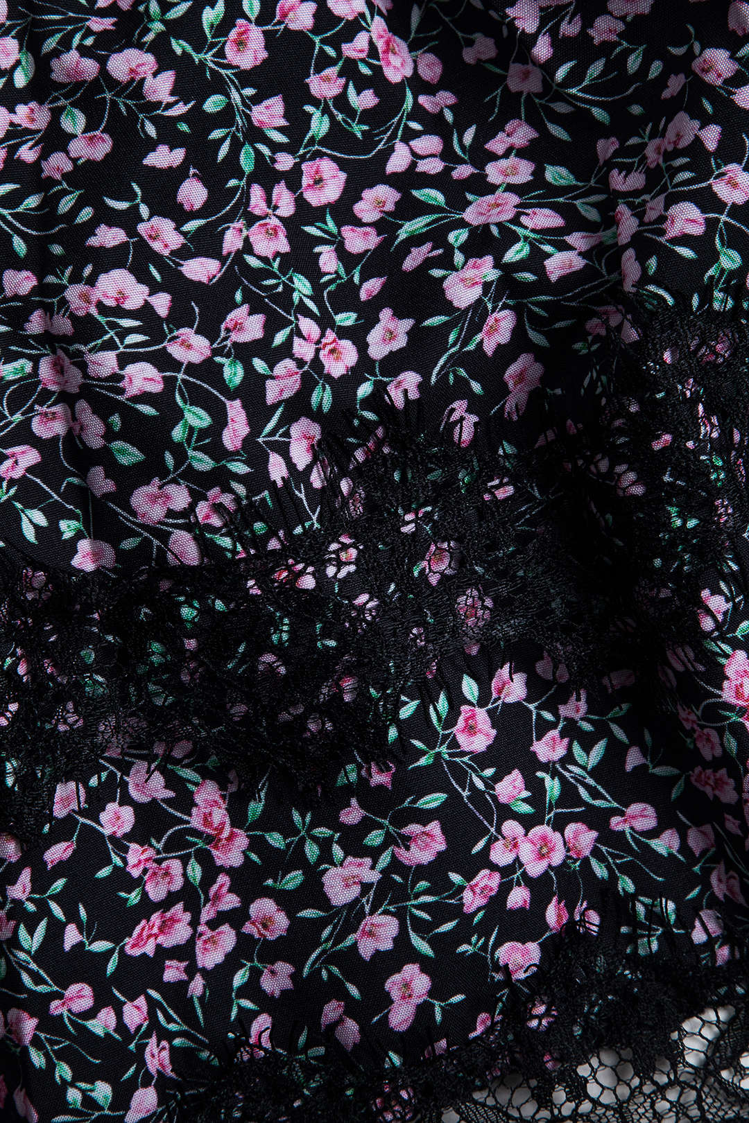 Dity bloemenprint kanten trim corset mini -jurk met lange mouwen