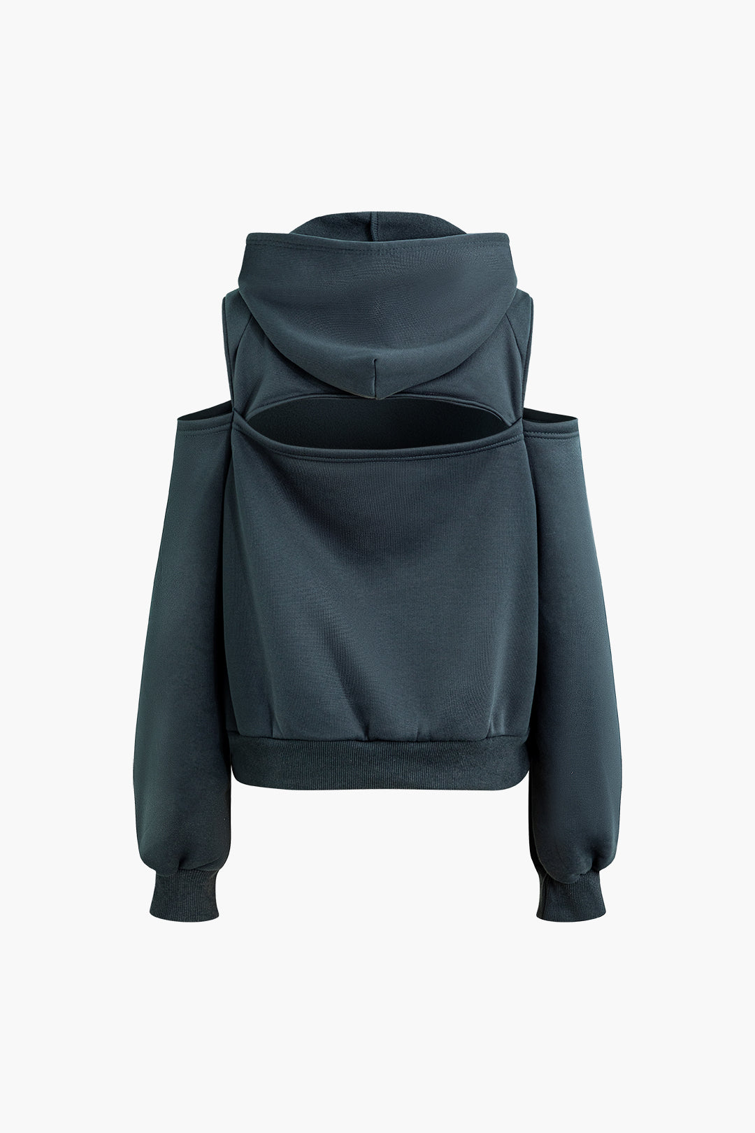 Solid Hooded Cut Out Sweatshirt And Elastic Pants Set