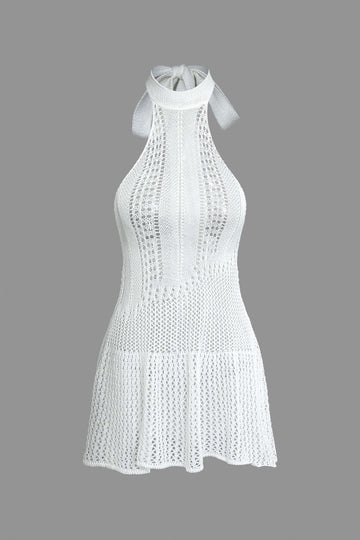 Open Knit Halter Mini Dress