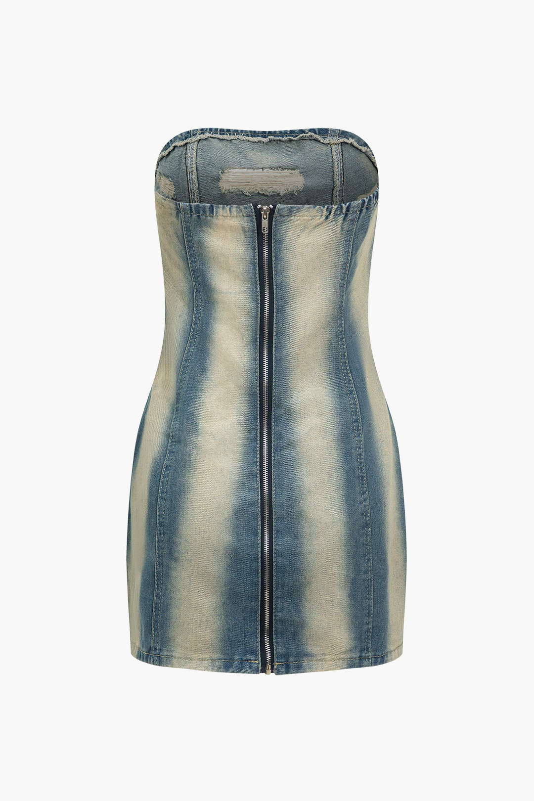 Cut Out Strapless Denim Dress