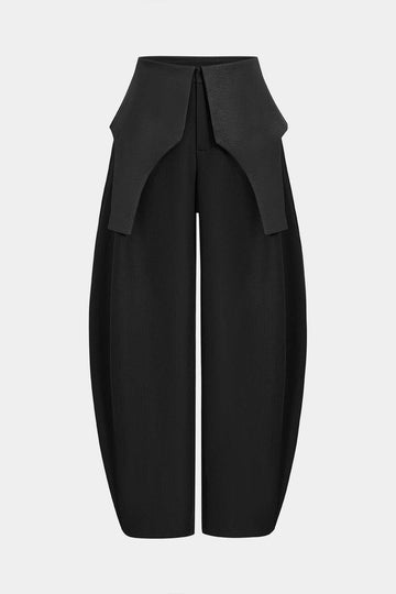 Satin Patchwork Zipper Barrel Trousers