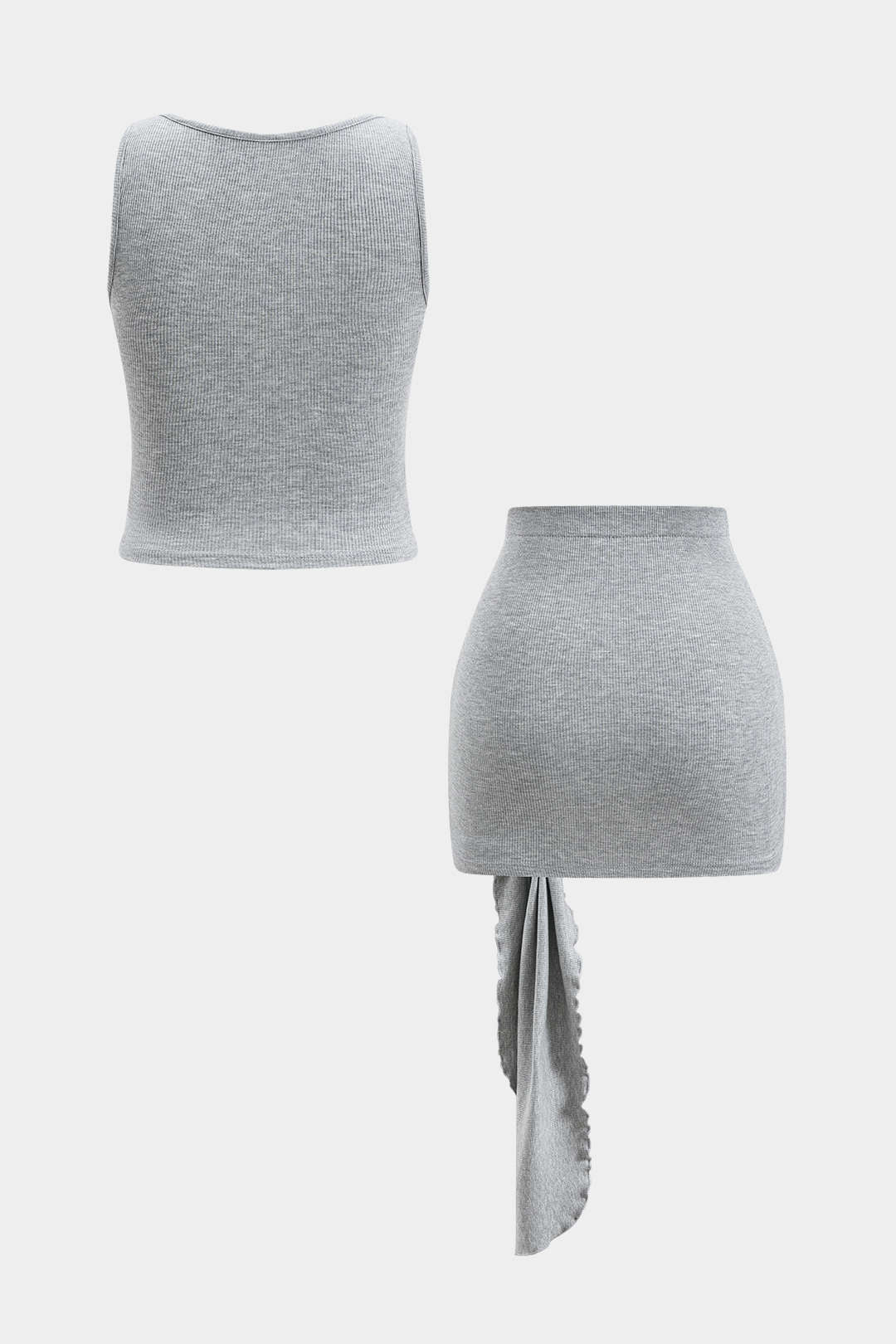 Débardeur sans manches solides et jeu de jupe avant à cravate frappe