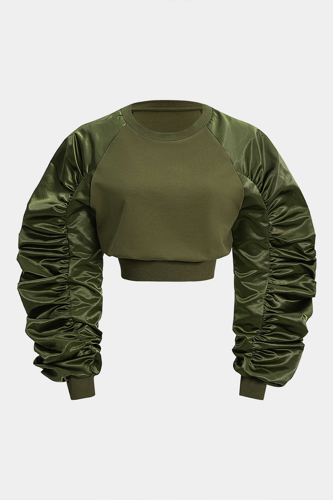 Ruched Patchwork Long Sleeve Sweatshirt