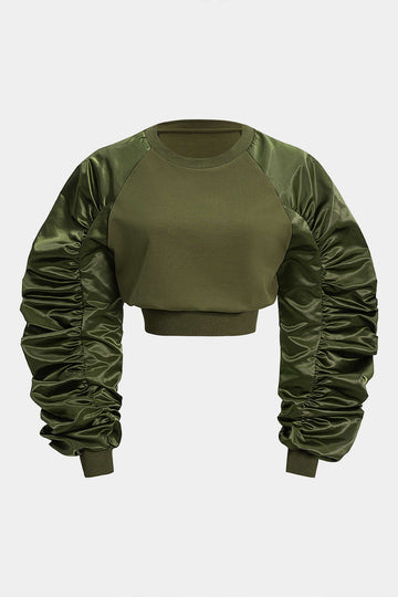 Ruched Patchwork Long Sleeve Sweatshirt