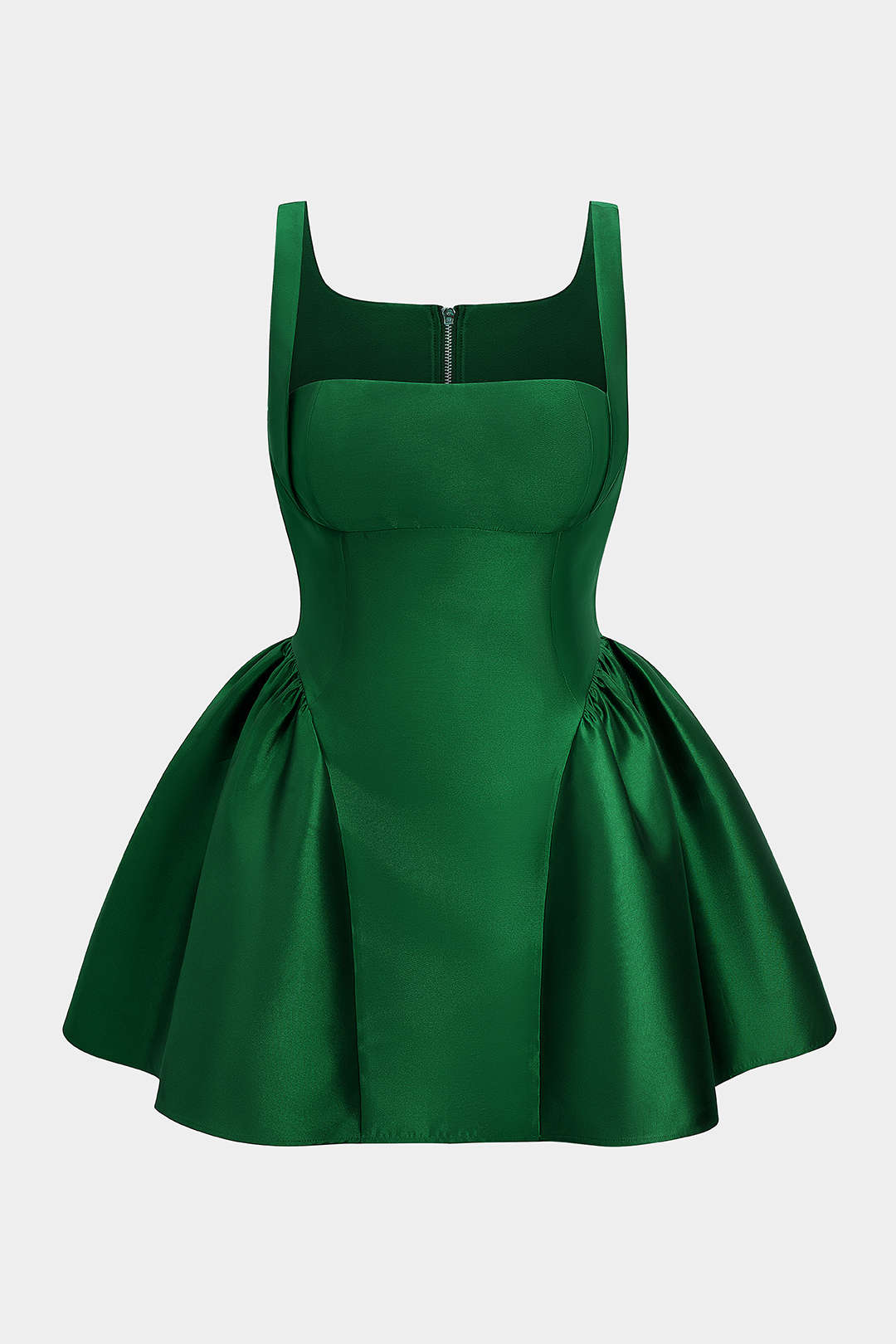 Plus Size Zipper Puff Hem Sleeveless Mini Dress