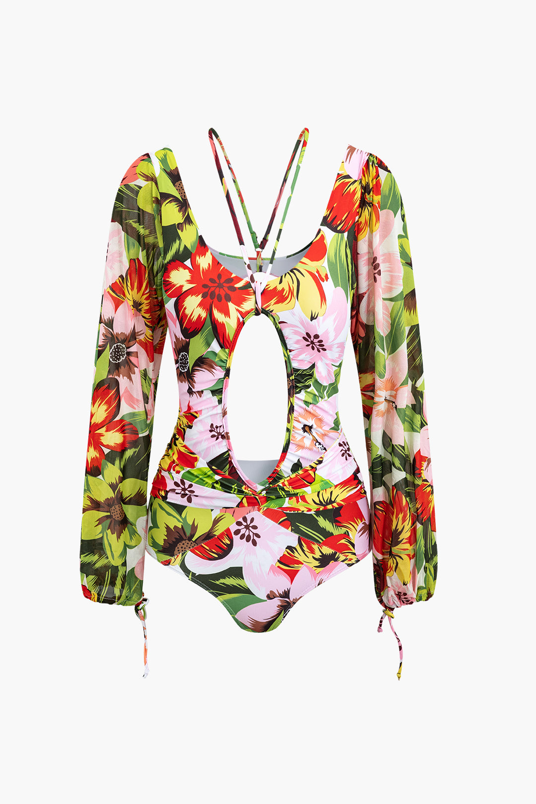 Floral Print Cut Out Tummy Control One-Piece Swimsuit