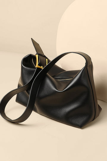 Faux Leather Buckle Cross-body Bag