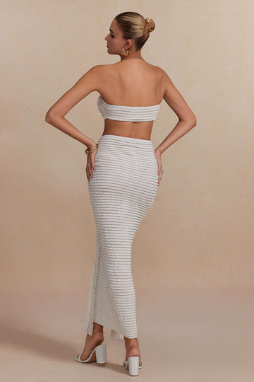 Solid Twist Knot Crop Tube Top And Maxi Skirt Set